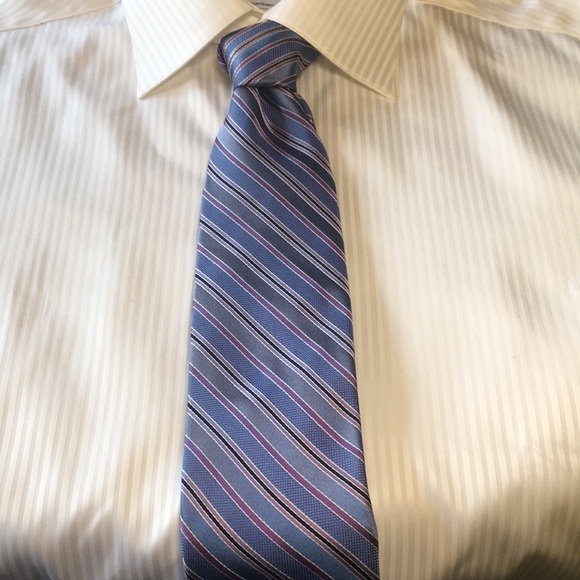 Robert Talbott Carmel light blue with purple diagonal stripes. Hand Sewn - Picture 2 of 9